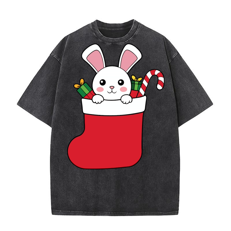 Christmas Rabbit 04 Washed T-Shirt