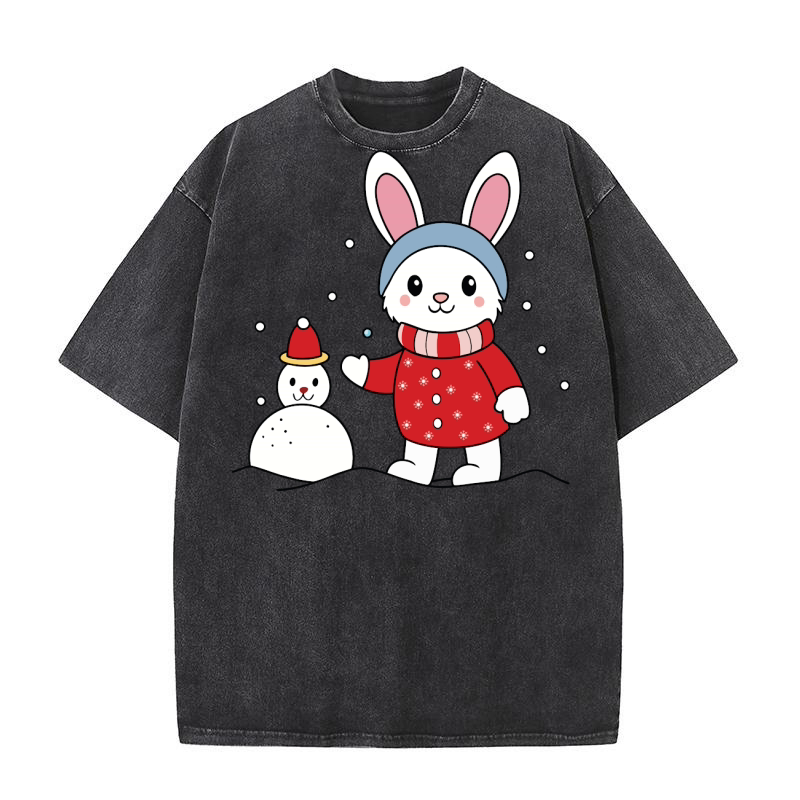 Christmas Rabbit 07 Washed T-Shirt