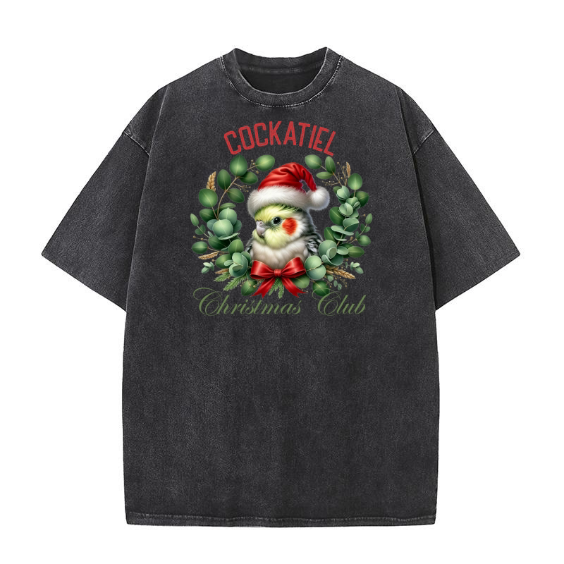 cockatiel christmas club Washed T-Shirt