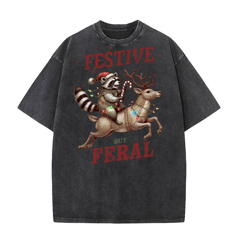 Festive but Feral Washed T-Shirt