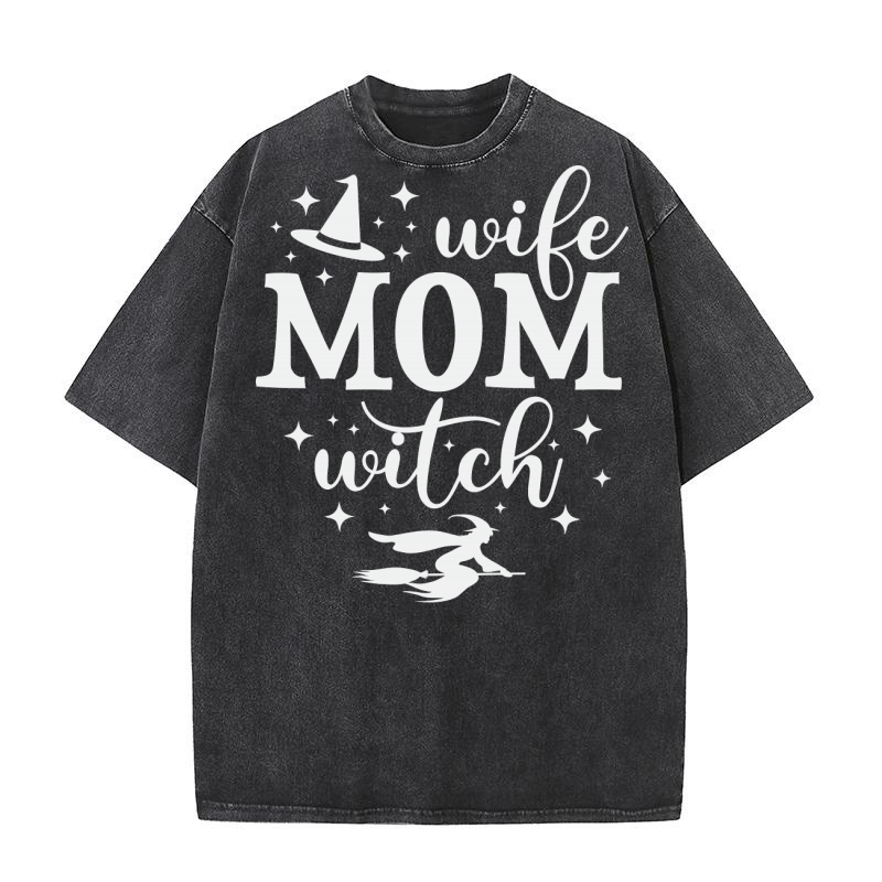 Mom Wife Witch 6 Washed T-Shirt