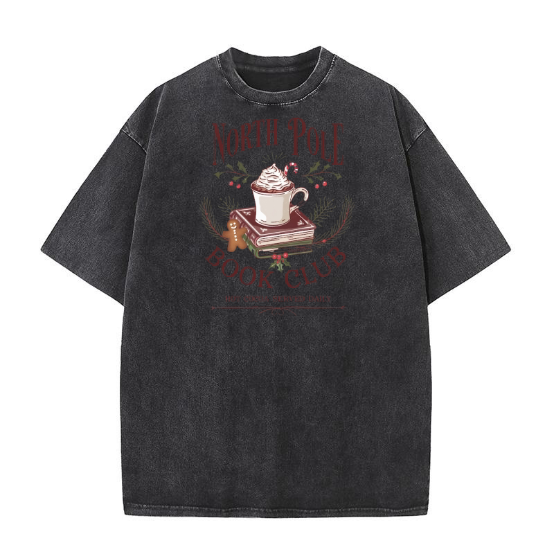 north pole book club hot cocoas served daily 2 Washed T-Shirt