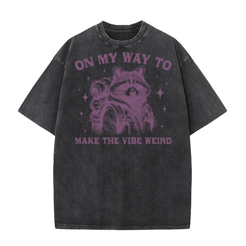 On My Way To Make The Vibe Weird Raccoon L Purple Washed T-Shirt