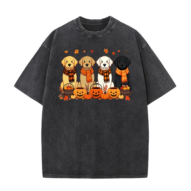 Thanksgiving Cute Dog Washed T-Shirt