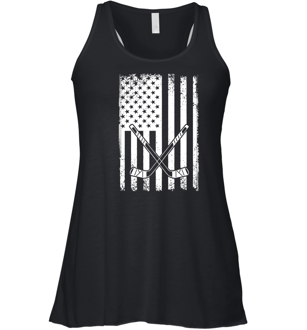 Patriot day usa flag with hockey Women's Flowy Tank Top