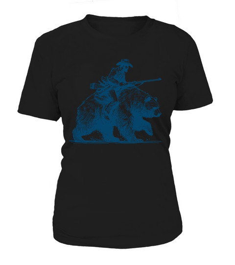 Cowboy Riding Bear L Blue Women's T-Shirt