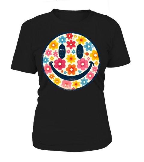 Happy Retro Daisy Smiley Face Women's T-Shirt