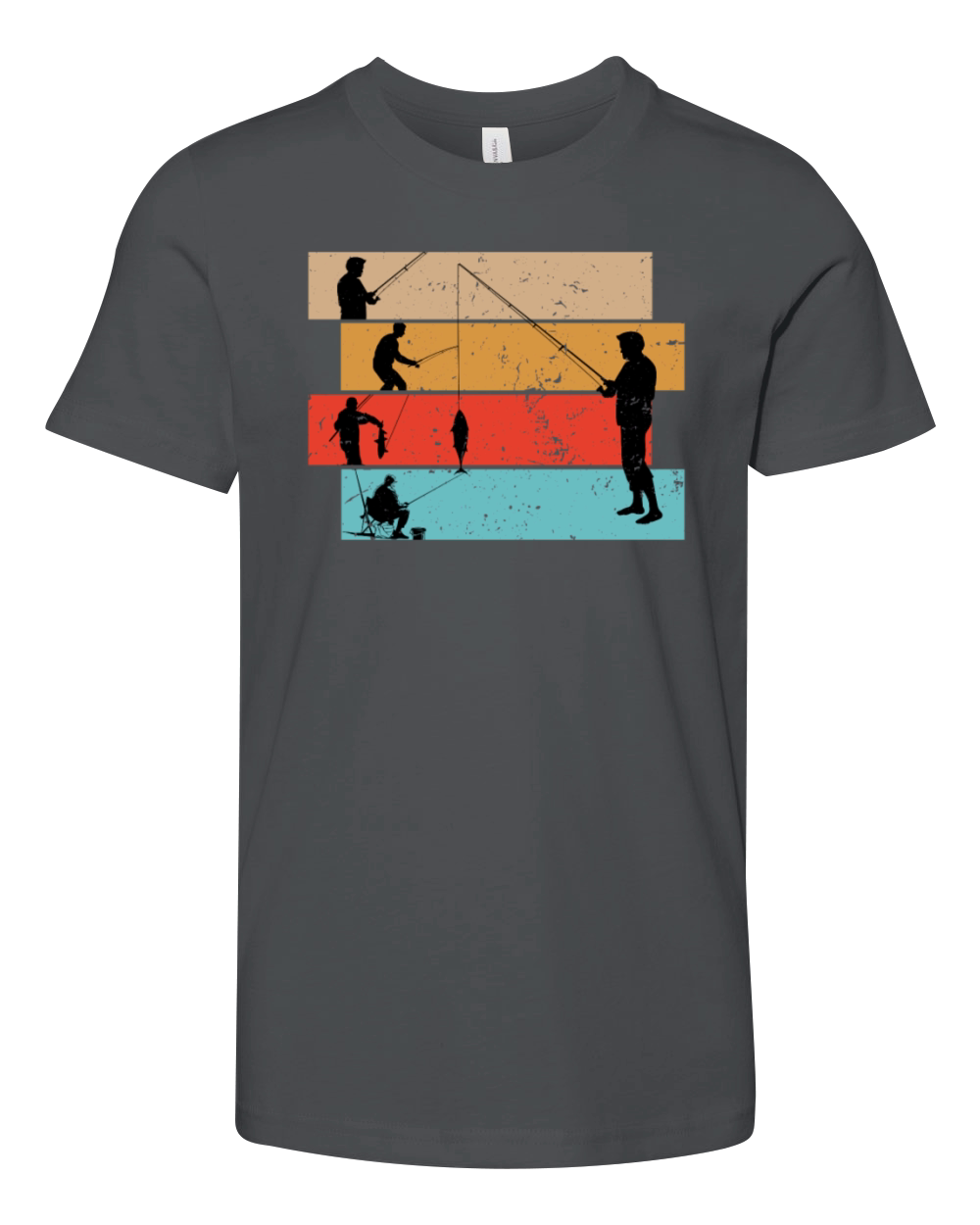 Fishing silhouette vintage Youth Unisex Jersey Tee