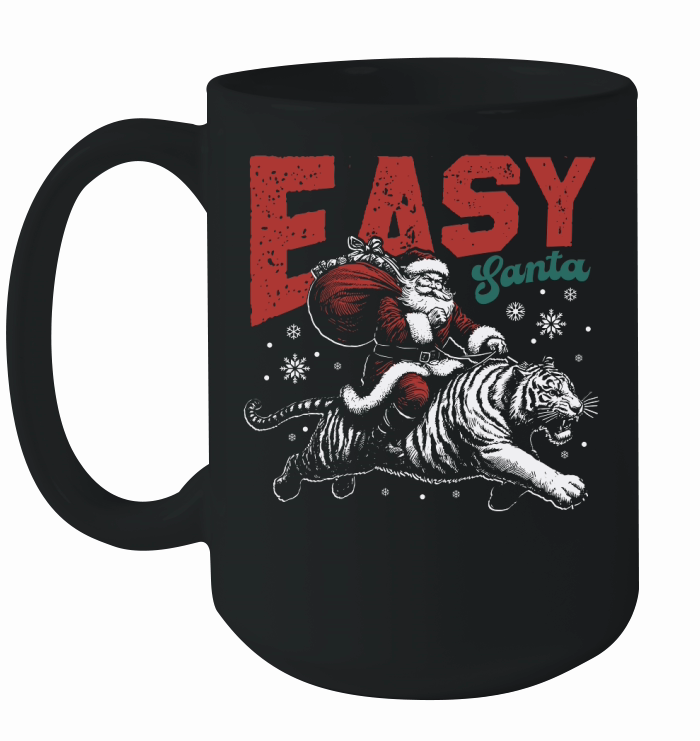 Easy Santa Riding Tiger D Color White Tiger Ceramic Mug