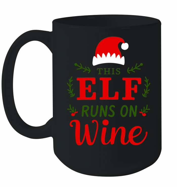 This Elf Runs On Wine Ceramic Mug