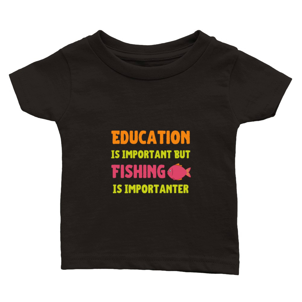 Education Is Important But Fishing Is Importanter Classic Baby Crewneck T-shirt