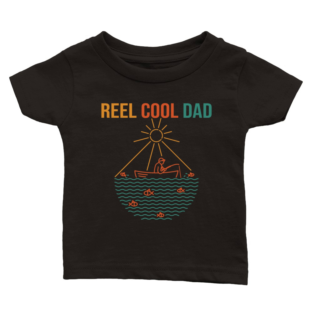 Mens Reel Cool Dad Fisherman Daddy Fathers Day Gi Classic Baby Crewneck T-shirt