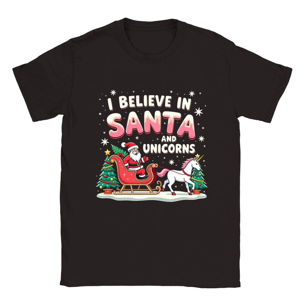 I Believe in santa and unicorns Classic Kids Crewneck T-shirt