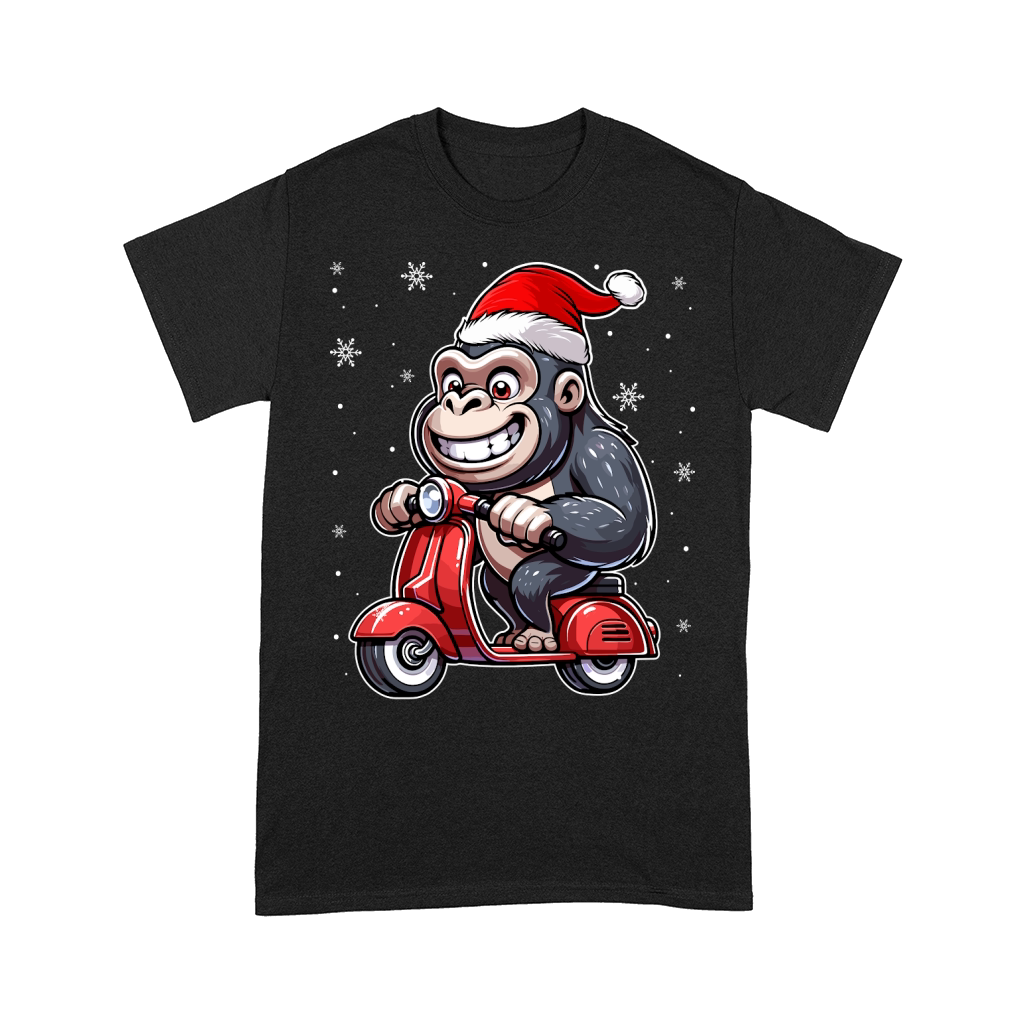 adorable gorilla Riding Scooter wearing santa hat 1 Comfort T-shirt