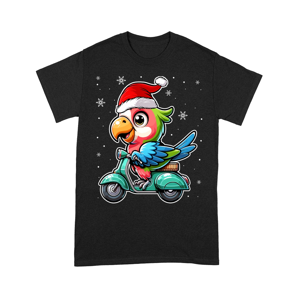 adorable parrot Riding Scooter wearing santa hat 1 Comfort T-shirt