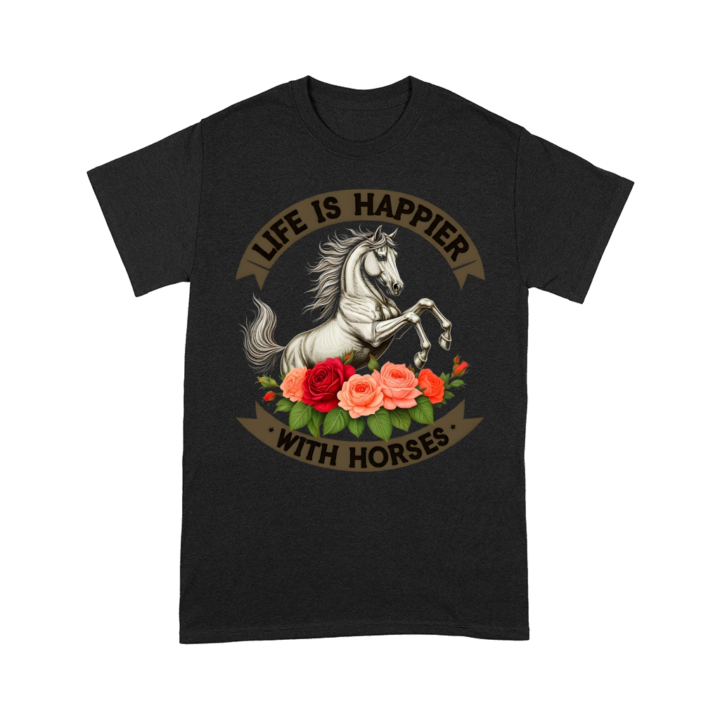 Life Is Happier With Horses 02 Comfort T-shirt