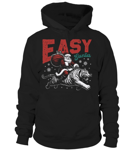 Easy Santa Riding Tiger D Color White Tiger Hoodie Unisex