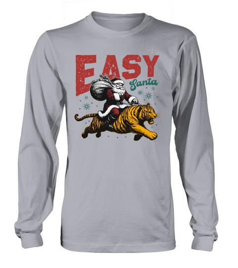 Easy Santa Riding Tiger L Color Long sleeved Unisex