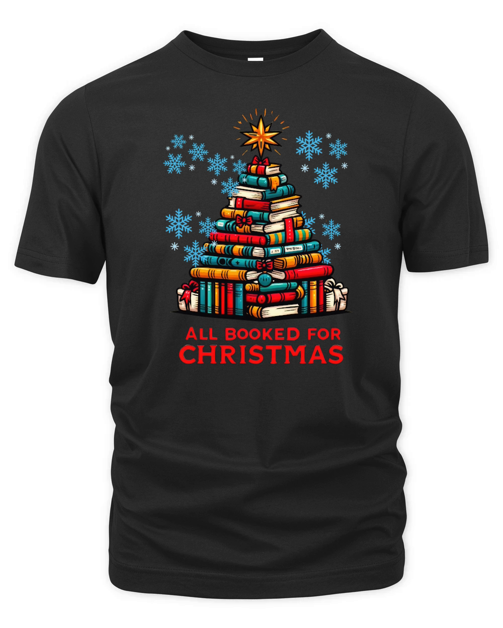All Booked for Christmas Clipart Organic Unisex T-shirt