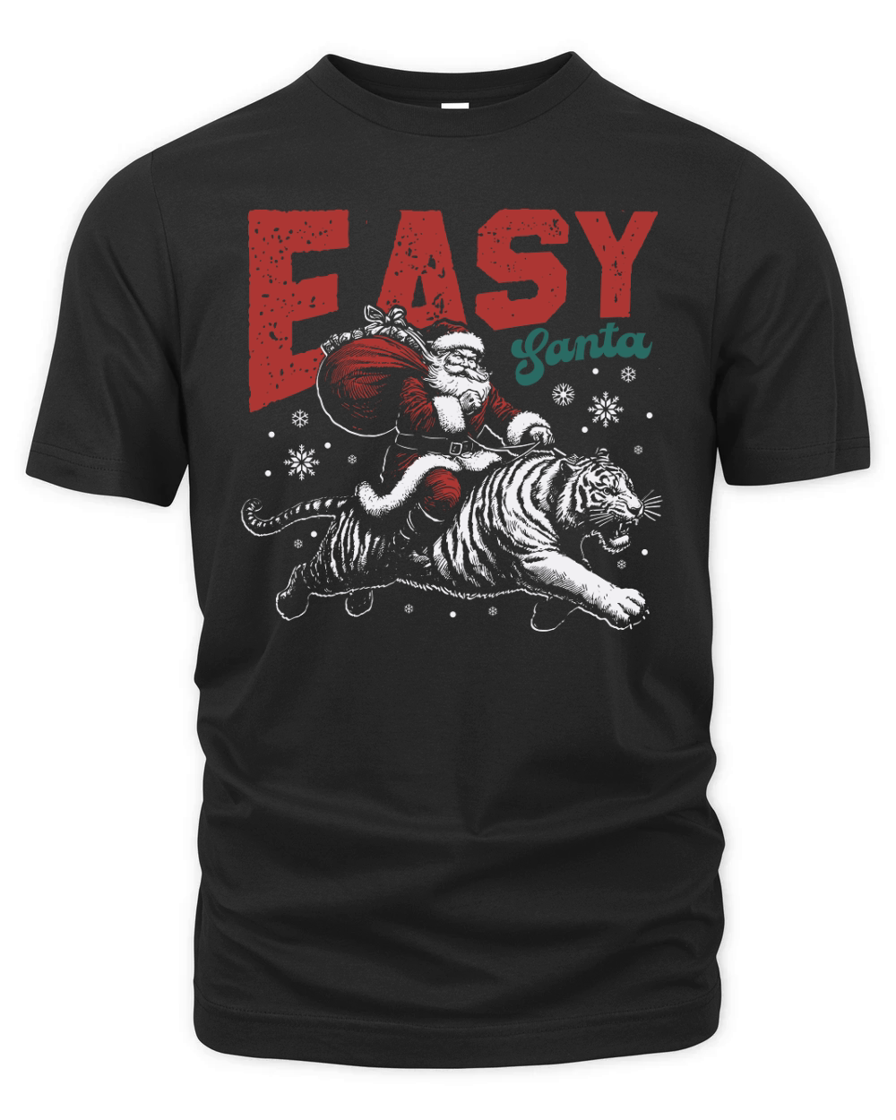 Easy Santa Riding Tiger D Color White Tiger Organic Unisex T-shirt