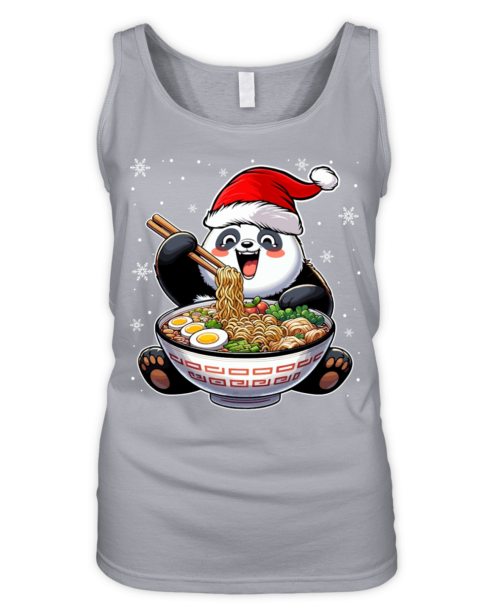 adorable panda eating ramen wearing santa hat 1 Organic Women's Tank Top