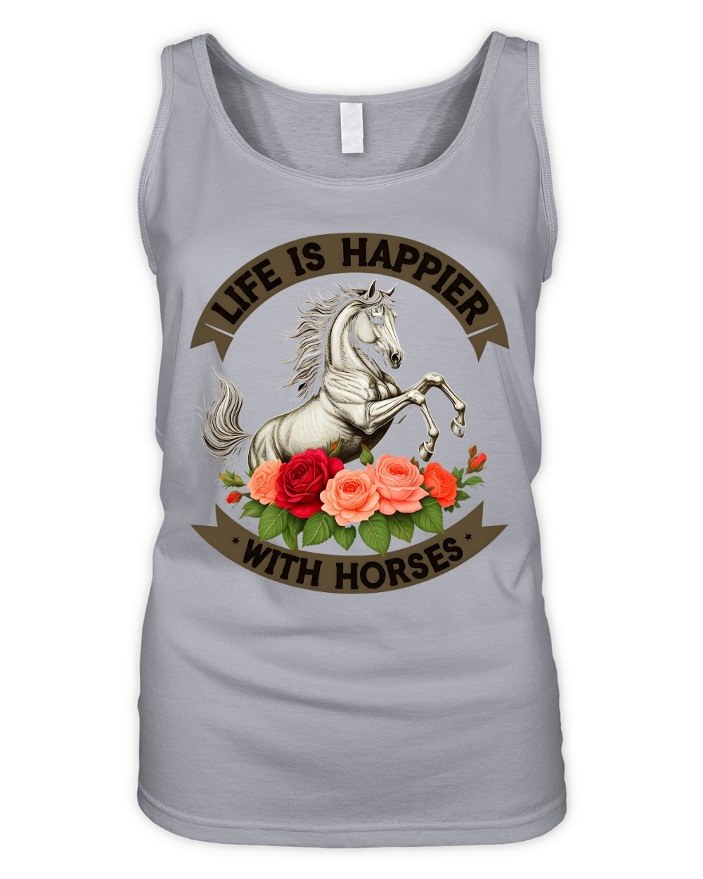Life Is Happier With Horses 02 Organic Women's Tank Top