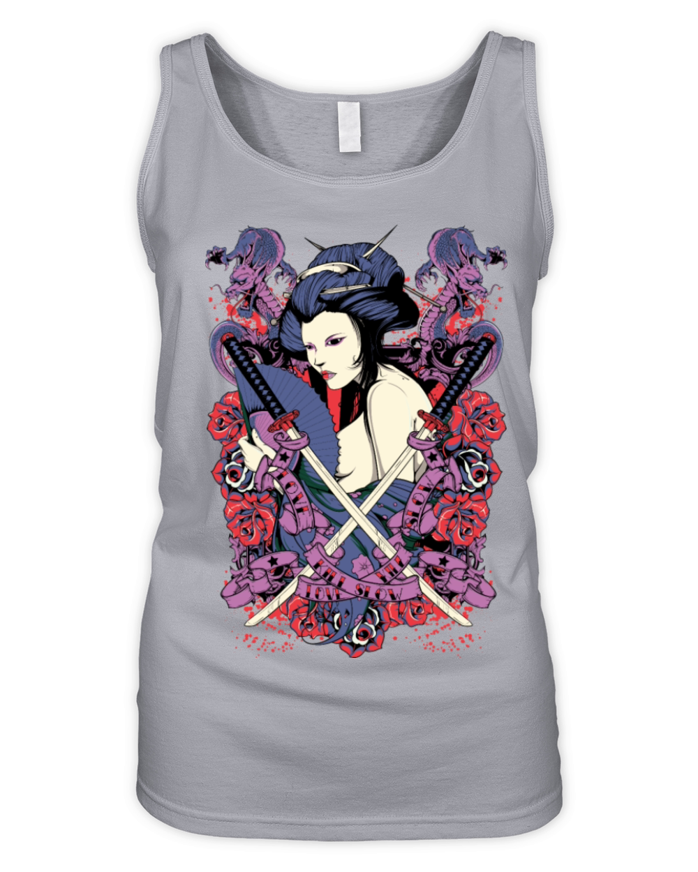 nude japanese geisha with samurai swords Organic Women's Tank Top