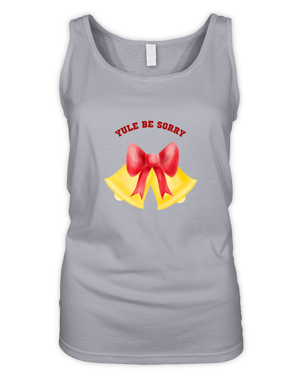 Yule Be Sorry Golden bell with red cute bow Organic Women's Tank Top