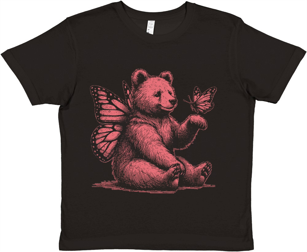 Bear With Butterfly Wings Vintage D Red GR Premium Kids Crewneck T-shirt