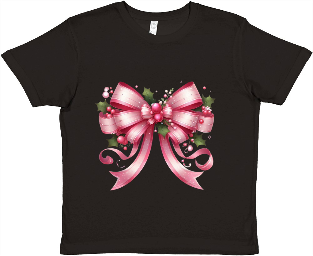 Christmas Pink Coquette Fancy Bow Clipart (4) Premium Kids Crewneck T-shirt