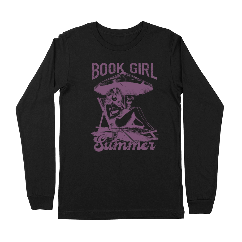 Book Girl Summer L Purple Premium Long Sleeve