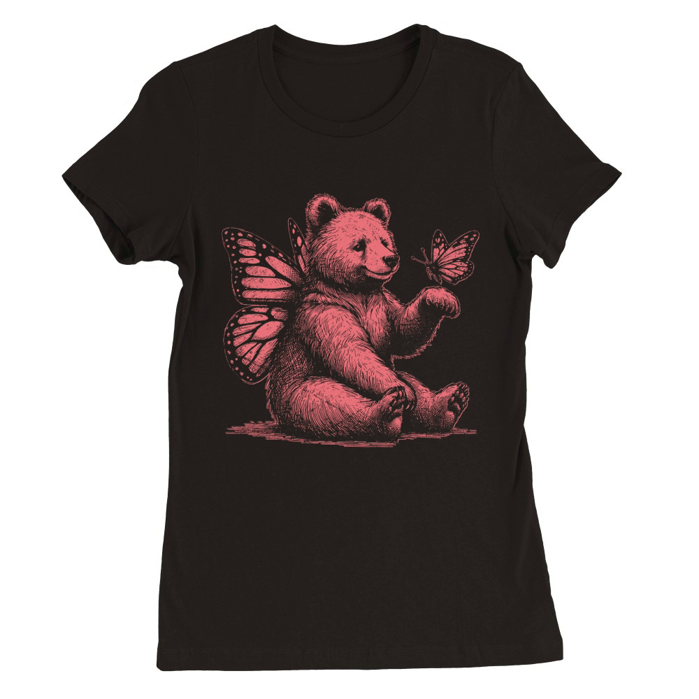 Bear With Butterfly Wings Vintage D Red GR Premium Womens Crewneck T-shirt