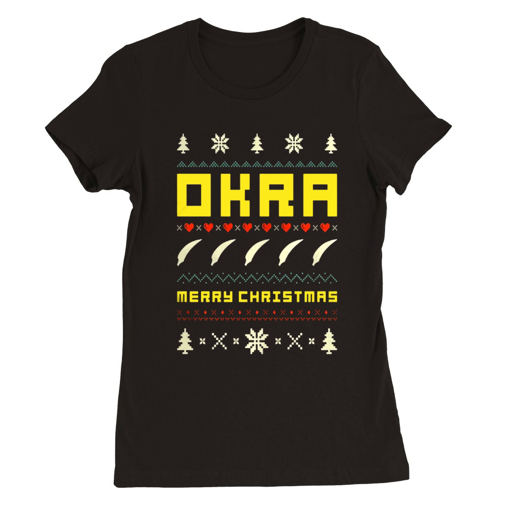 OKRA Ugly Christmas Vintage Retro Style Premium Womens Crewneck T-shirt
