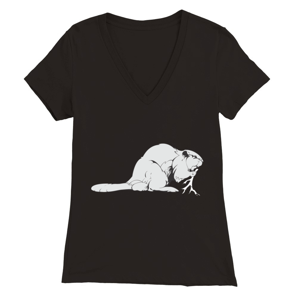 Bever funny animal Premium Womens V-Neck T-shirt