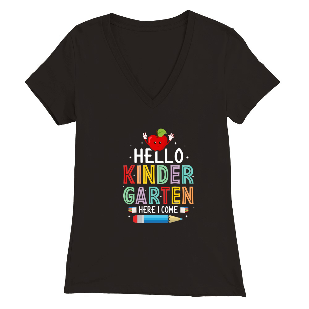 Hello Kindergarten Here I Come Premium Womens V-Neck T-shirt