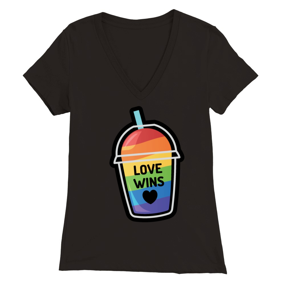 love wins drink - Gay Pride Queer LGBTQ Premium Womens V-Neck T-shirt