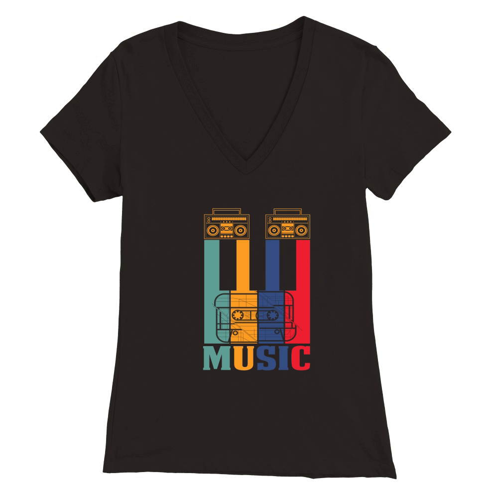 Music (1) Premium Womens V-Neck T-shirt