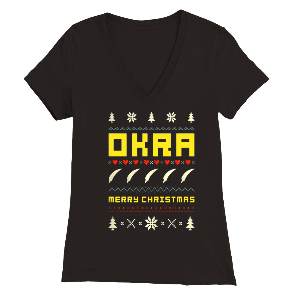 OKRA Ugly Christmas Vintage Retro Style Premium Womens V-Neck T-shirt