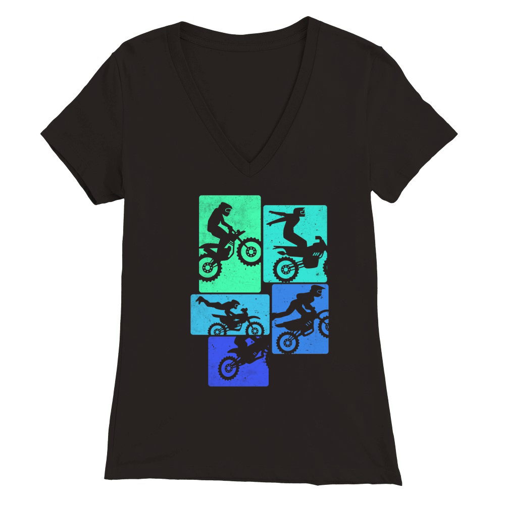 Retro with motocross Premium Womens V-Neck T-shirt