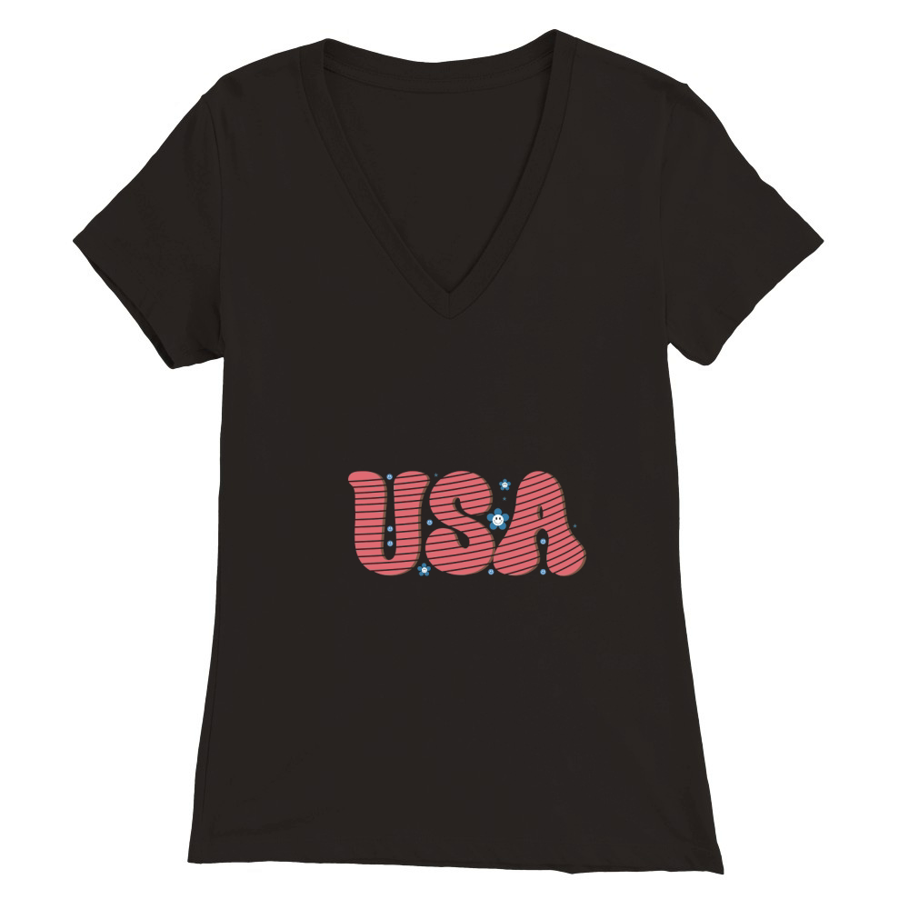 Usa Premium Womens V-Neck T-shirt