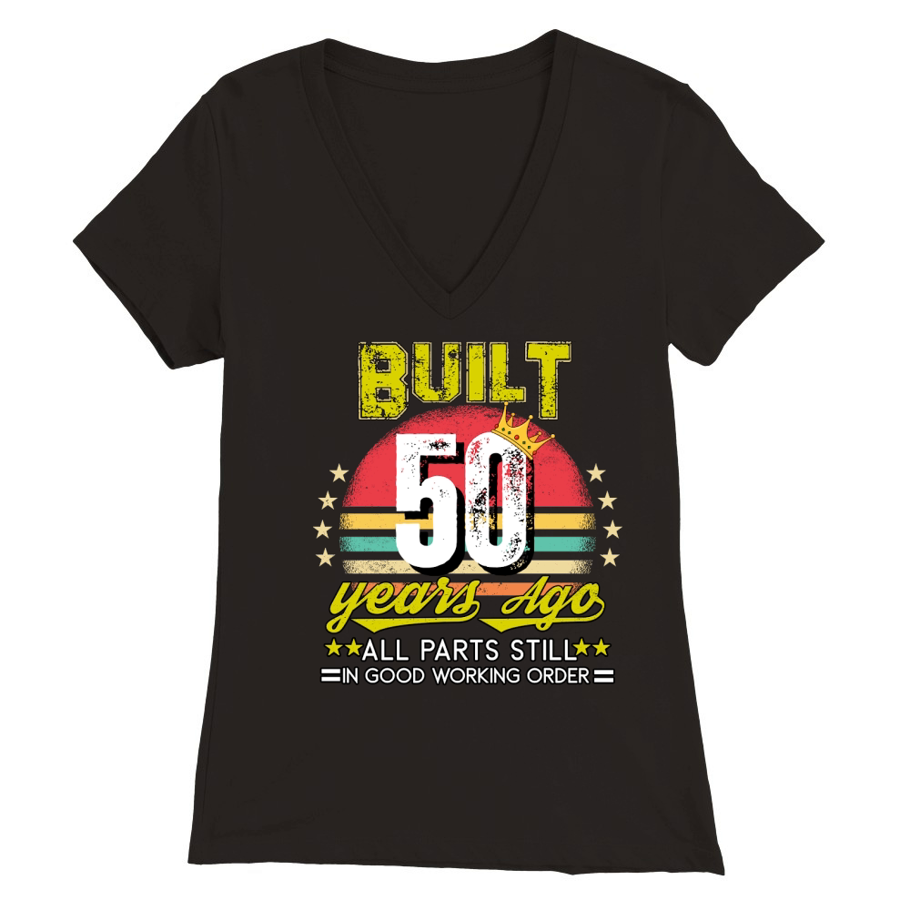 Vintage Birthday 50 Premium Womens V-Neck T-shirt