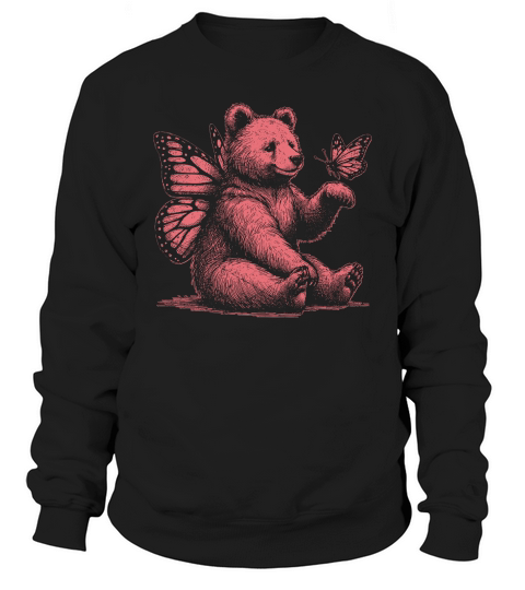 Bear With Butterfly Wings Vintage D Red GR Sweatshirt Unisex