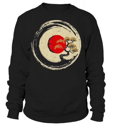 Bonsai Tree In Japanese Zen Buddhist Enso Circle Sweatshirt Unisex
