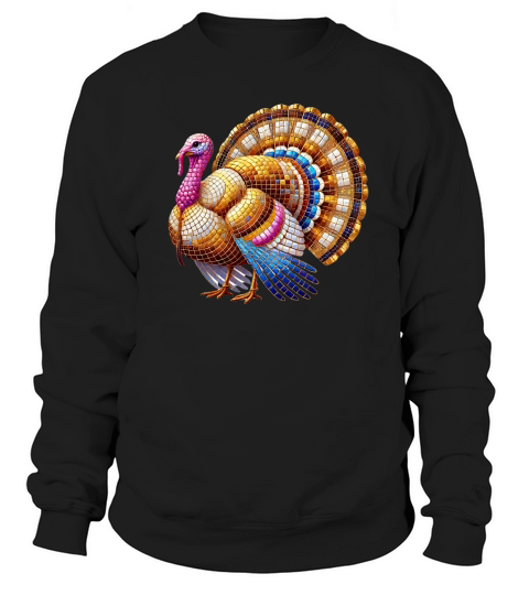Thanksgiving Turkey Disco Ball Sweatshirt Unisex