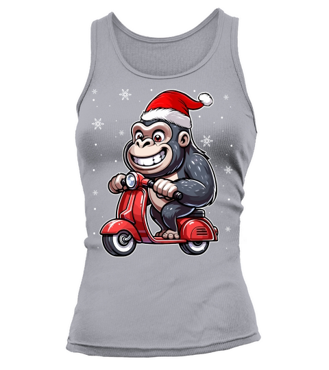 adorable gorilla Riding Scooter wearing santa hat 1 Tank top Woman