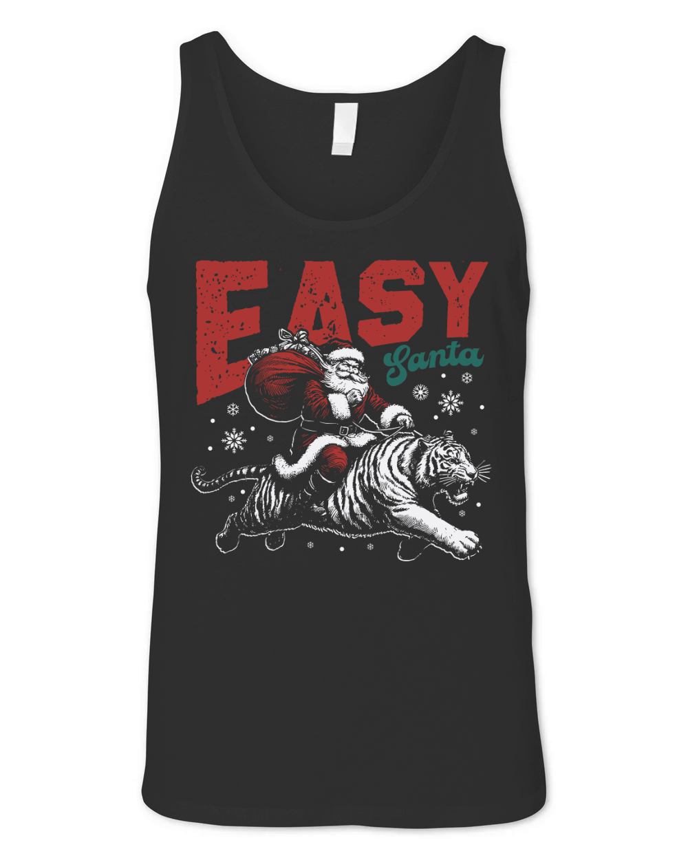 Easy Santa Riding Tiger D Color White Tiger Unisex Jersey Tank