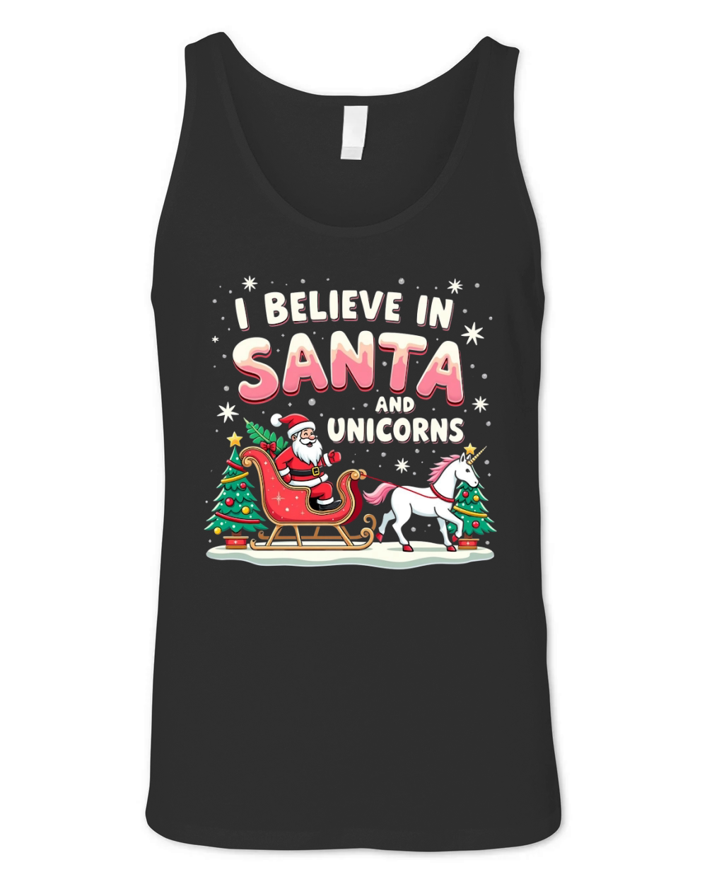 I Believe in santa and unicorns Unisex Jersey Tank