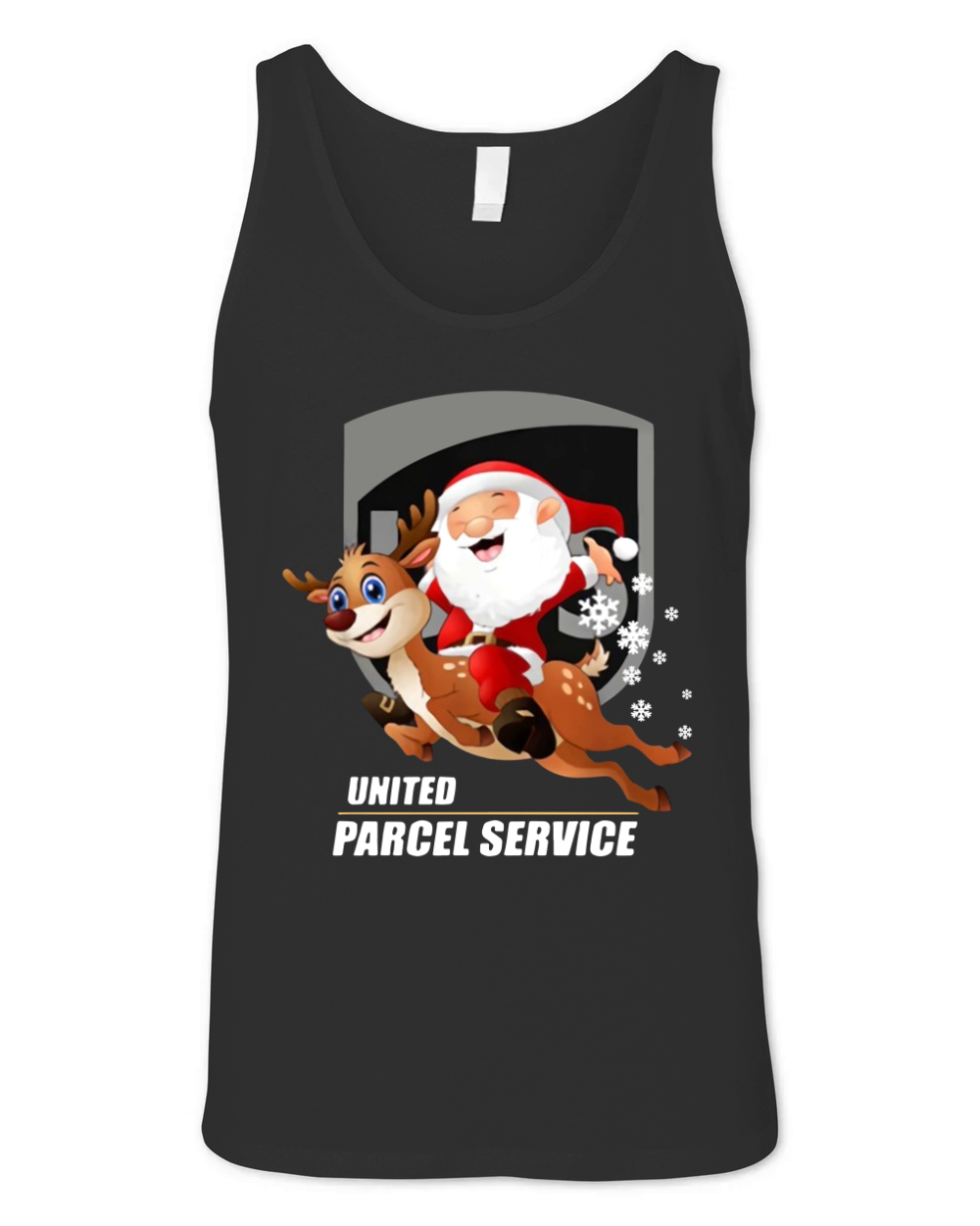United Parcel Service Santa Claus riding Reindeer Christmas Unisex Jersey Tank