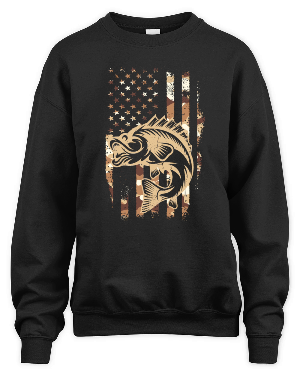 Camouflage American Flag Bass Fishing Fisherman Unisex Premium Crewneck Sweatshirt