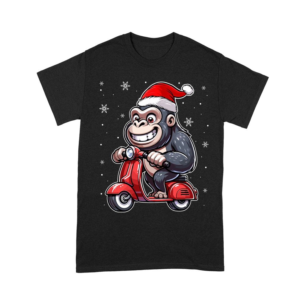 adorable gorilla Riding Scooter wearing santa hat 1 Unisex T-Shirt
